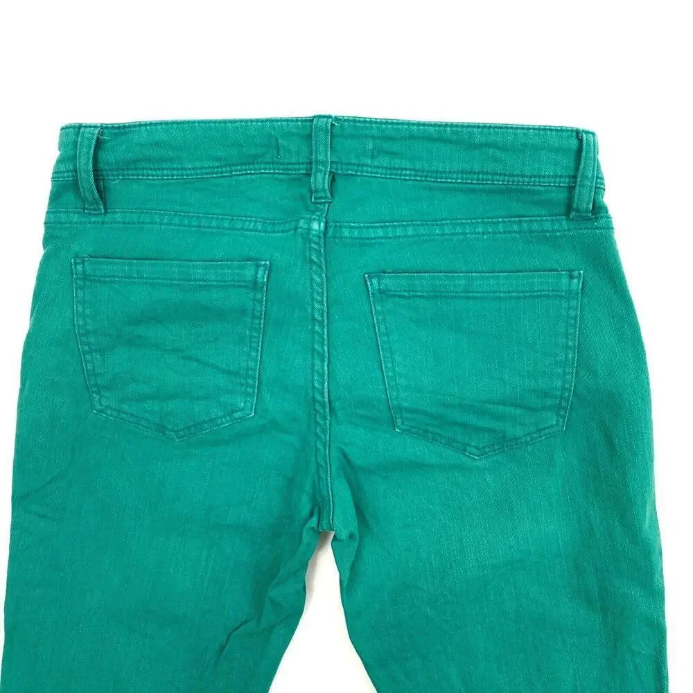 Life in Progress Skinny Zipper Detail Women' size 25 Green Denim Jeans - Picture 2 of 4